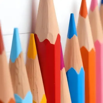 A Row Of Colored Pencils