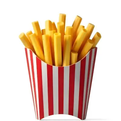 French Fries In A Red And White Striped Container