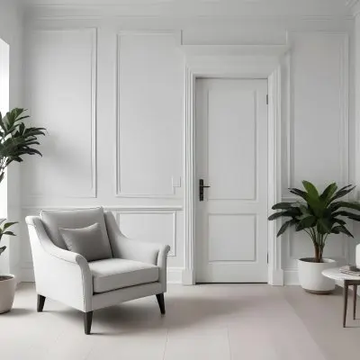 A Minimalist Interior Featuring A White Wall