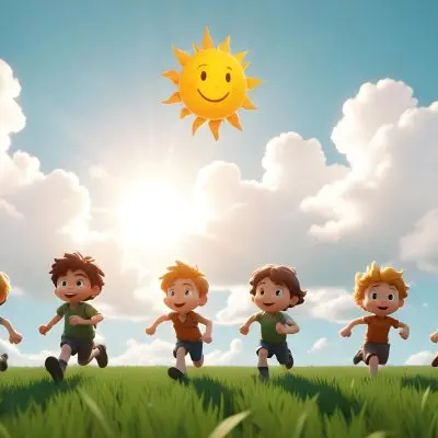 Digital Painting Six Caucasian Kids