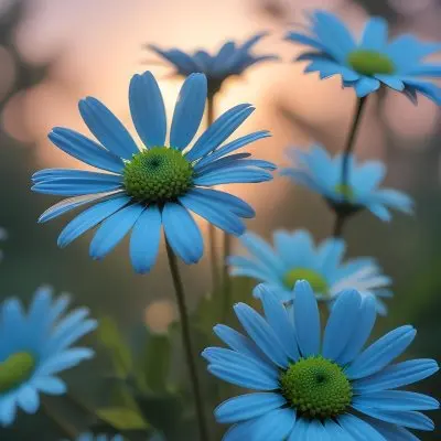 Minimal Soft Studio Light Photography Vibrant Blue Daisy Like