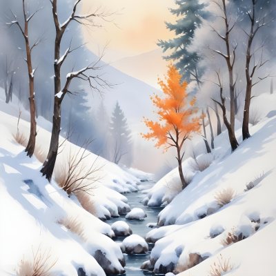 Oil Painting Winter Landscape